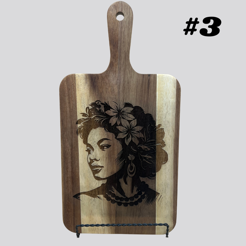 Decorative Polynesian Women Acacia Wood Cheese/Cutting Boards
