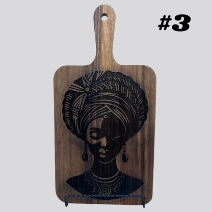 Decorative African Women Acacia Wood Cheese/Cutting Boards