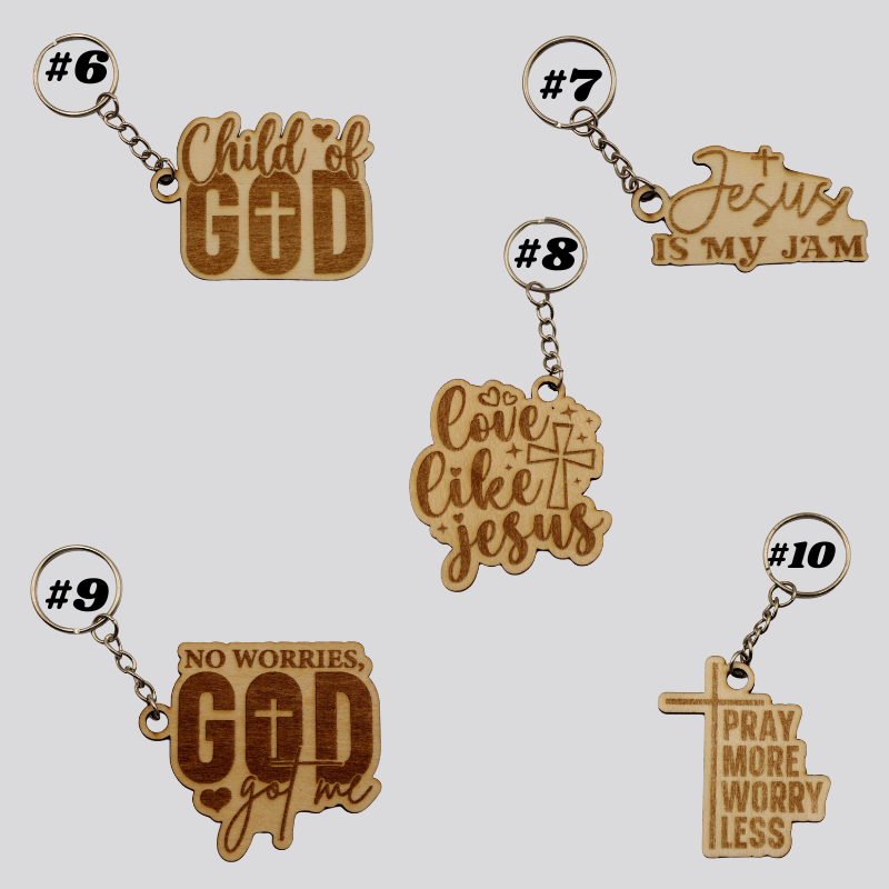 Wooden Christian Keychains