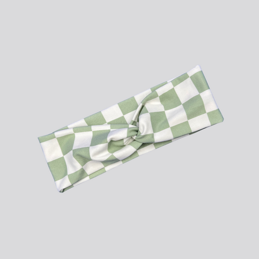 Sage Checkered Headband