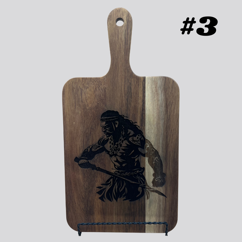 Decorative Samoan Warrior Acacia Wood Cheese/Cutting Boards