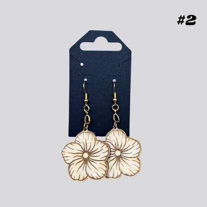 Wooden Floral Earrings