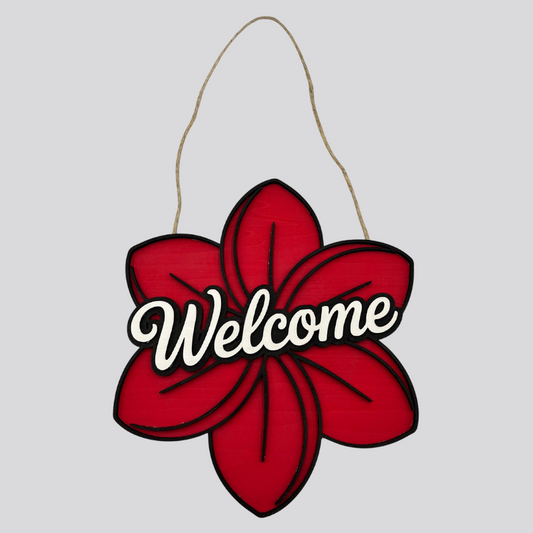 Floral Wooden Door Hanger (Red)
