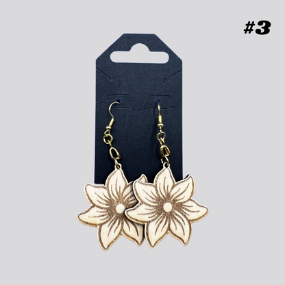 Wooden Floral Earrings