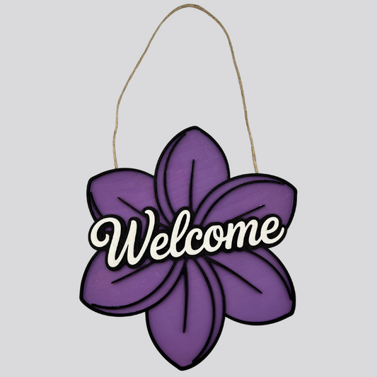 Floral Wooden Door Hanger (Purple)