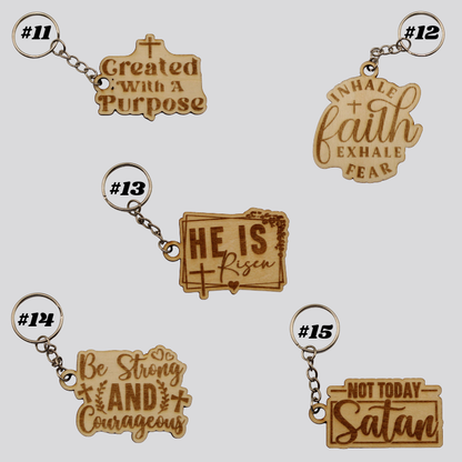 Wooden Christian Keychains