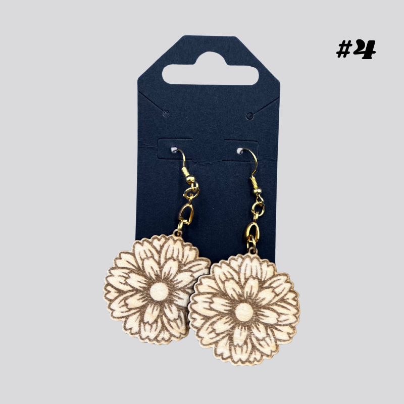 Wooden Floral Earrings