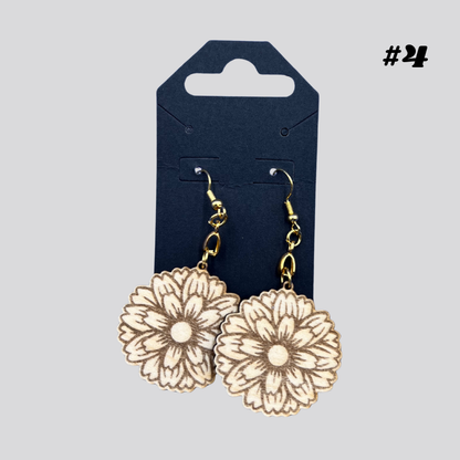 Wooden Floral Earrings