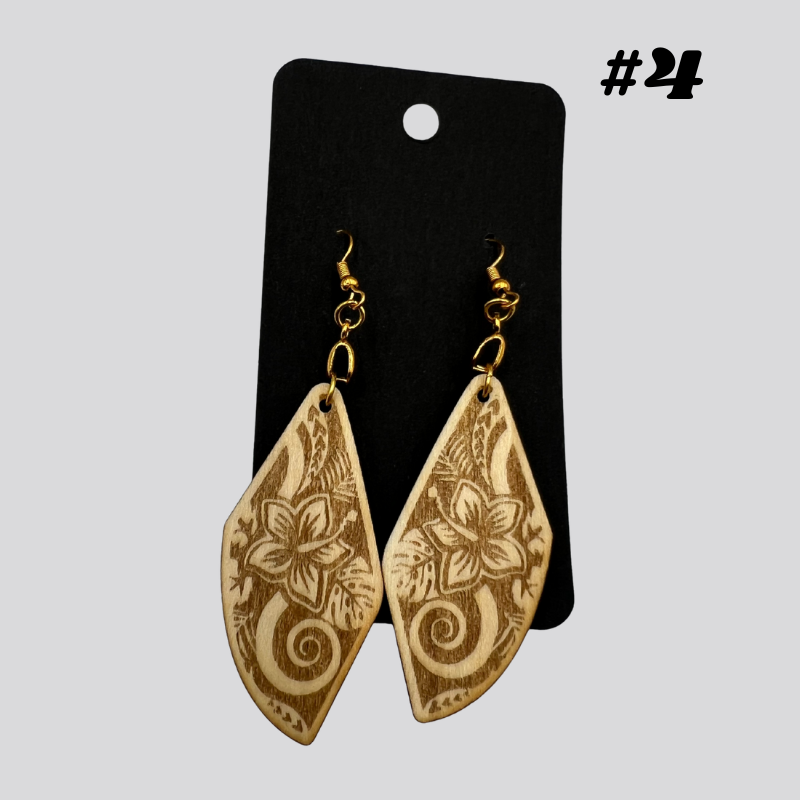 Wooden Tribal/Island Earrings