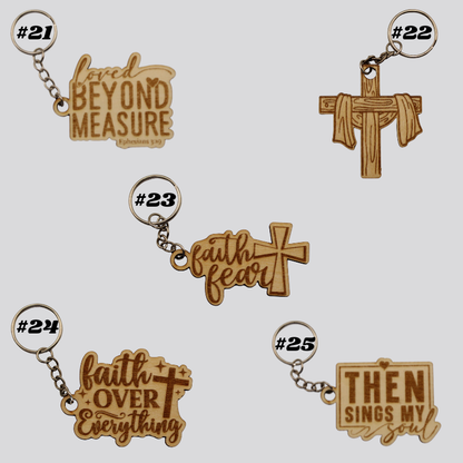 Wooden Christian Keychains