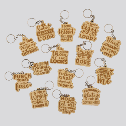 Wooden "Quotes" Keychains