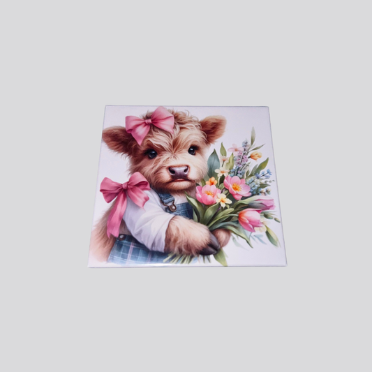 Pink Bow Cow Photo Magnet