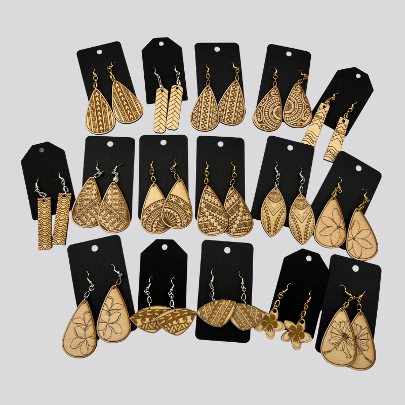 Wooden Tribal/Island Earrings