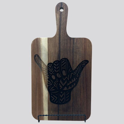 Decorative Shaka Hand Acacia Wood Cheese/Cutting Board