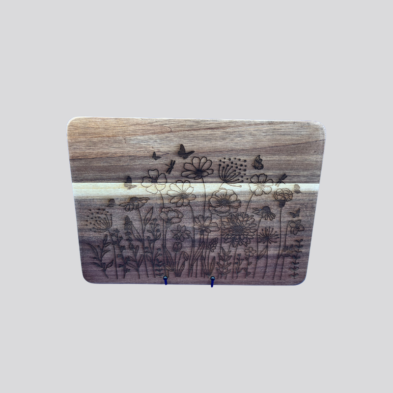 Decorative Wild Flowers Acacia Wood Cheese/Cutting Board