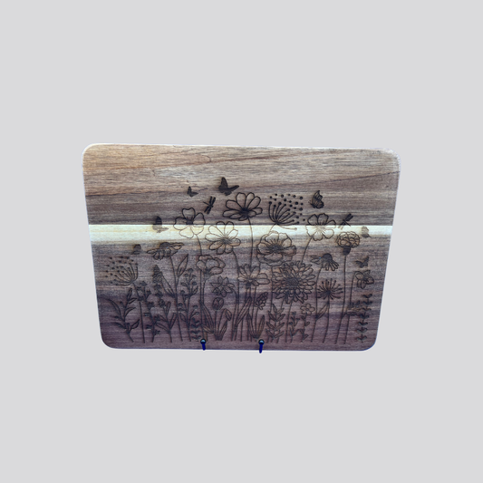 Decorative Wild Flowers Acacia Wood Cheese/Cutting Board